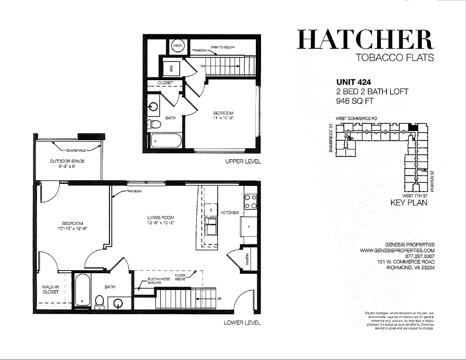 Floor plan for 2 beds, 2 baths, 946 sqft
